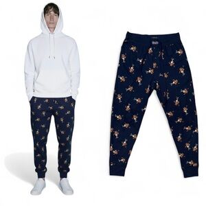 Polo Ralph Lauren NWT Preppy Navy Football Bear Collectible Jogger Pant Sz Small